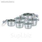 Посуда Bohmann, 12 предметов, стеклянная крышка, 2,1 л, 2,6 л, 2,6 л, 3,6 л, 6,3 л, 7,7 л, пятислойное дно