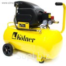 Компрессор масляный Kolner KAC 50 L, коаксиальный,1.5кВт,50л,206л/мин,2850об/мин, колеса