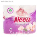 Туалетная бумага Nega "Орхидея", 2 слоя, белая, 4 шт./12