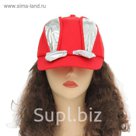 Карнавальная бейсболка с ушками, с бантом, красная