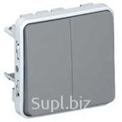 Plexo Переключатель двухклавишный IP55 серый (69525) Legrand