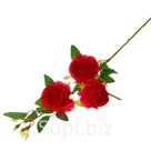 Цветы искусственные Роза три бутона красная
