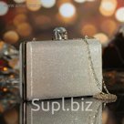 Клатч жен Селена, 17*4,5*11, отд на фермуаре, длинная цепь, бежевый