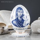 Яйцо "Богородица", расписное, на подставке, ручная подрисовка "Саксонская роза"