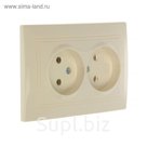 Розетка "Венера", 10 А, двухместная, скрытая, без з/к, цвет бежевый, SBE-01i-10-S2-N