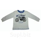 Комплект для мальчика 3 пр.: куртка стеганая, лонгслив, брюки (синий - темно-синий - белый)