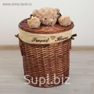 Корзина для белья плетеная круглая "Медвежонок" 36х36х40 см, большая 1