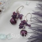 Серьги Кошачий глаз грозди цвет сливовый