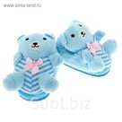 Тапочки-зверушки "Мишутка букле", 31 размер, цвет синий