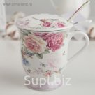 Кружка с ситом, ложкой и крышкой "Птичье молоко" 350 мл