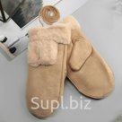 Варежки женские безразмерные подклад искусственный мех цвет бежевый
