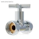 Вентиль прямой для полотенцесушителя, накидные гайки 1", ручка крест, хром