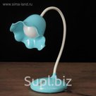 Лампа настольная сенсорная 3 режима провод USB "Цветок" голубая 36х12,3х12,3 см