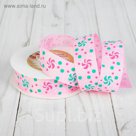 Лента репсовая "Конфеты", 25мм, 22±1м, цвет розовый