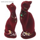 Копилка "Парочка кошек" флок, бордовая