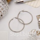 Серьги кольца Стальные цвет серебро d 3 5 см