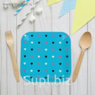 Набор бумажных тарелок "цветные сердечки" голубой цвет, (6 шт), 23 см