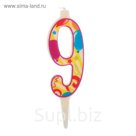 Свеча в торт цифра 9 "С днем рождения"