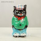Копилка "Кот стиляга" глянец, чёрная, микс
