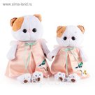 Мягкая игрушка "Кошечка Ли-Ли" в нежно-розовом платье с птичкой, 24 см