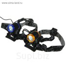 Фонарь велосипедный-налобный, CREE XM-L T6, 3 режима, 4 аккумулятора х860мАч микс