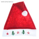 Колпак новогодний "Снежинки и звёздочки" красный 28*40 см