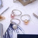 Кольцо безразмерное Жемчуг речной с листочком цвет МИКС