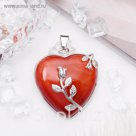 Подвеска сердце в цветочных оковах "Сердолик"