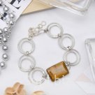 Браслет на кольцах Тигровый глаз прямоугольник