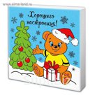 Роспись по холсту с блёстками "Мишка", 15 х 15 см