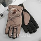 Перчатки женские утеплённые безразмерные, комбинированные, цвет бежевый