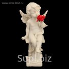 Сувенир полистоун "Ангелочек на пьедестале с красной розой" МИКС 13,5х6х6 см