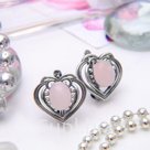 Серьги посеребрение сердце Кварц розовый