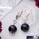 Серьги Агат черный шар 12