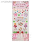 Наклейка пластик стразы "Корона, цветы и сердечки" МИКС 26х10 см