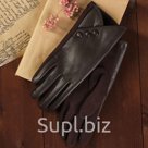 Перчатки женские безразмерные без подклада цвет коричневый