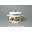 Кастрюля 6,0л цилиндрическая бортовая с рисунком (белая, слоновая) эмалированная сталь