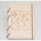 Деревянный блокнот «Пиратская карта»(На кольцах, формата А5)