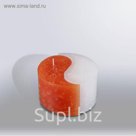 Свеча двудольная призма Инь-Янь "Мрамор", 125х75мм,  облепиховый/белый