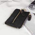 Ключница, отдел на молнии, 6 карабинов, кольцо, наружный карман, цвет чёрный