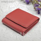 Кошелёк женский, отдел, для монет, для карт на кнопке, наружный карман, цвет красный