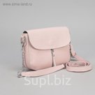 Сумка женская, отдел на молнии, 2 наружных кармана, цепь, длинный ремень, цвет пудровый