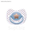 Пустышка Suavinex Haute Couture от 0-4 мес., физиол. (вишня), силикон, голубая, "Звезда"