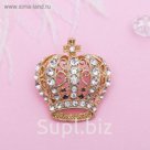 Брошь "Корона" царская, цвет белый в золоте