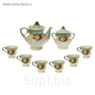 Чайный набор "Лорд" изумруд, три розы, 8 предметов 0,6/ 0,25 л