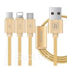 Золотистый универсальный USB-кабель Lightning/USB Type C/Micro USB 