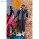 Жилет для мальчика с капюшоном Sport, мокр.асфальт, рост 122-128 (32)