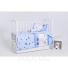 Постельное бельё в кроватку Мишка в колпаке голубой цвет