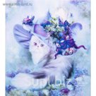 Алмазная вышивка с частичным заполнением "Кошка в шляпе" с подставкой