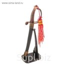 Сувенирное оружие «Катана на подставке», чёрные ножны, красные кисти на рукоятке, 21 см
